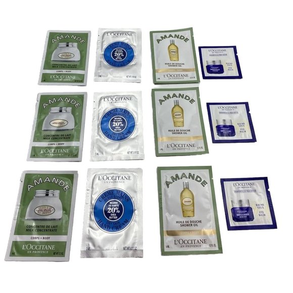 L’Occitane samples lot 12Pc Lot Eye Balm,shower Oil,hand Cream &Milk Concentrate - Picture 1 of 11